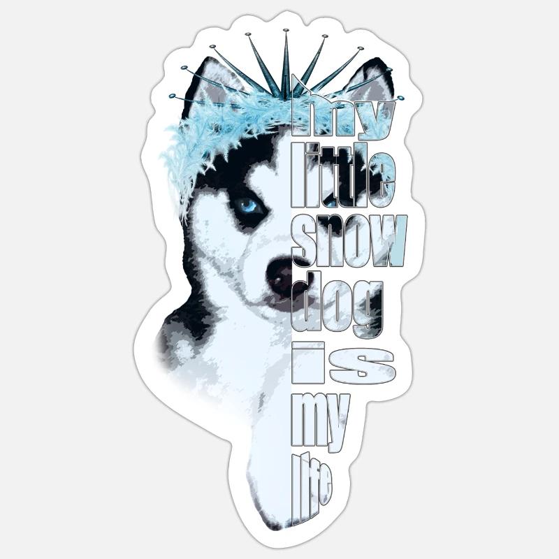 Eisbedeckter Husky mit Spruch - Sticker Größe S (10 x 10 cm) - Mattweiß