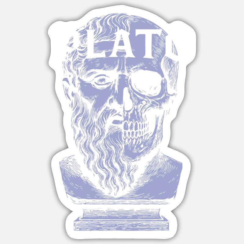 Platon Künstlerisches Schädeldesign - Sticker Größe S (10 x 10 cm) - Mattweiß