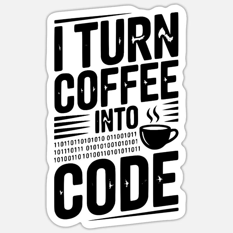 I Turn Coffee Into Code - Sticker size S (10 x 10 cm) - white matte