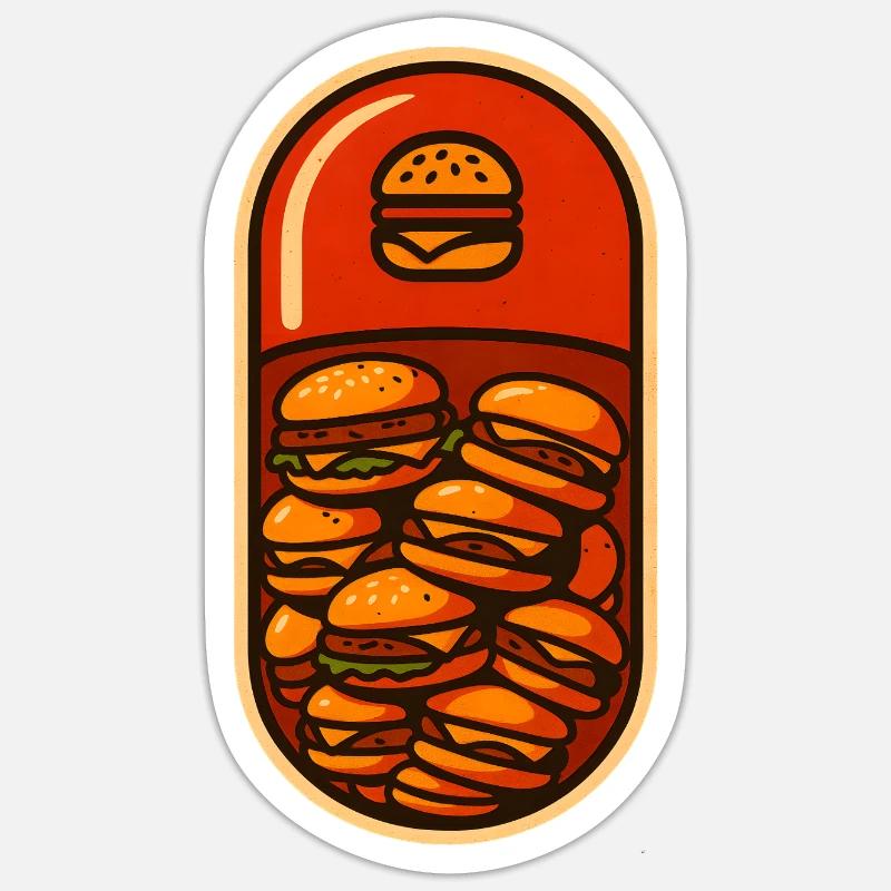Drôle de hamburger Stack Lover Design Sticker taille S (10 x 10 cm)