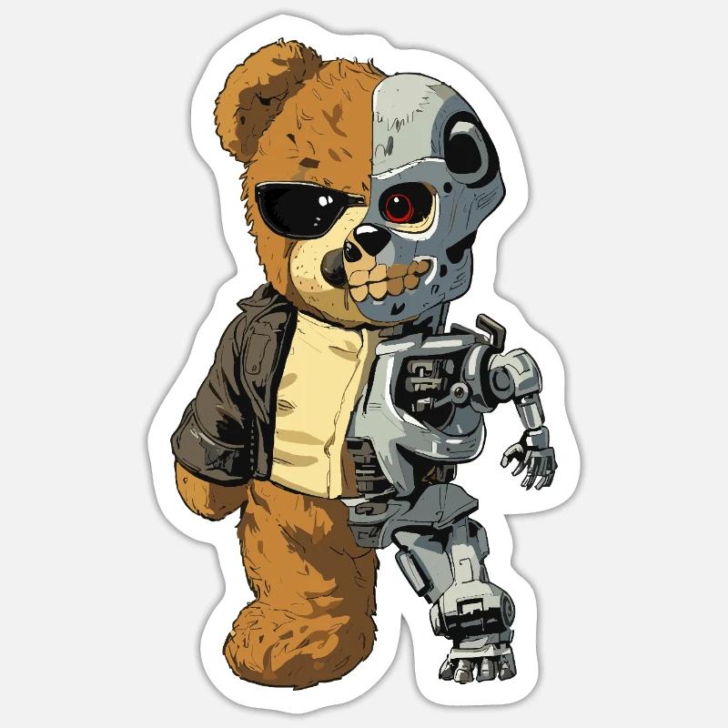 Bear Robot Cyborg - Sticker size S (10 x 10 cm) - white matte