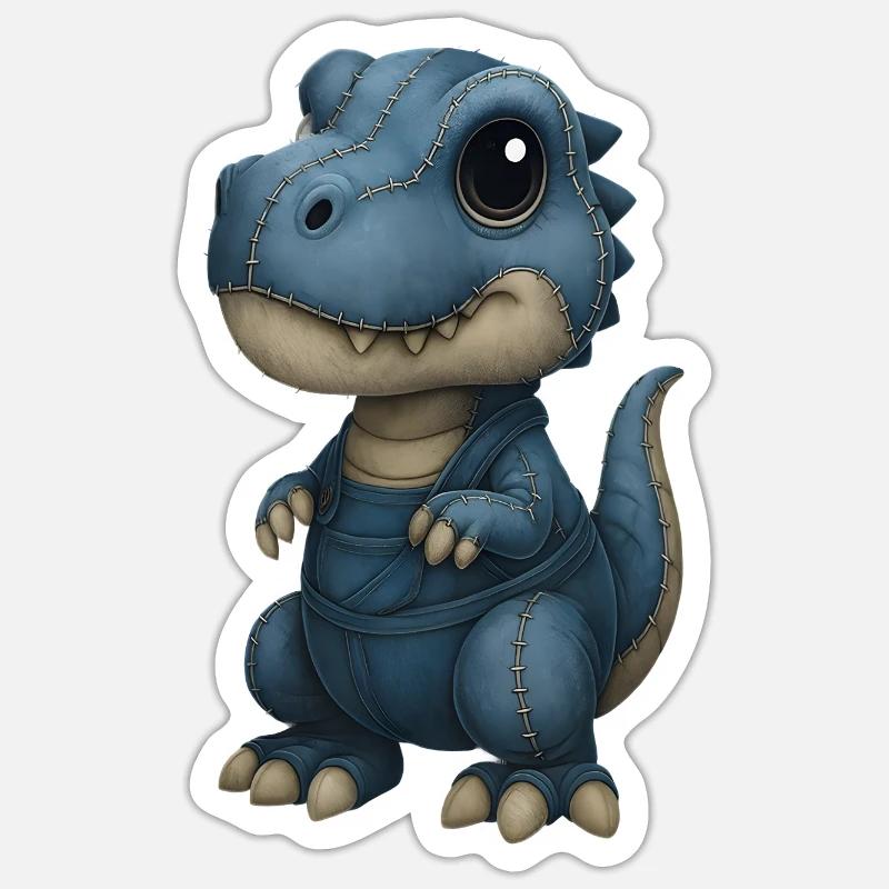 Patchwork Dino Flickenlook - Sticker taille S (10 x 10 cm) - blanc mat
