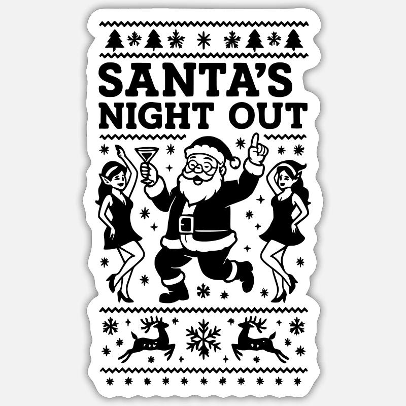 Weihnachtsmann Feier Party - Sticker Größe S (10 x 10 cm) - Mattweiß