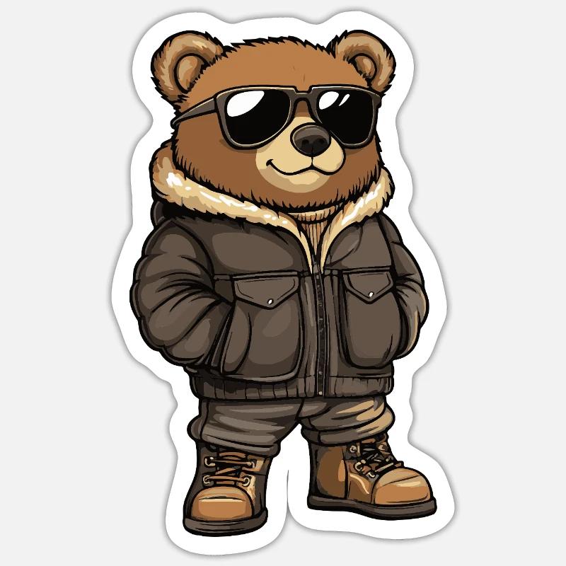 Bear Cool Winter - Sticker size S (10 x 10 cm) - white matte