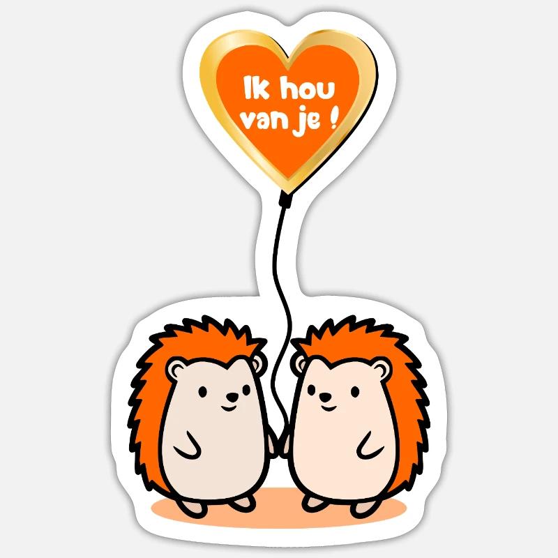 Ich liebe euch, Igel - Sticker Größe S (10 x 10 cm) - Mattweiß