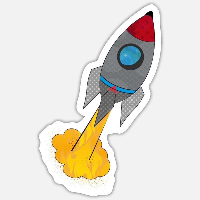 Fusée colorée au lancement - Sticker taille S (10 x 10 cm) - blanc mat