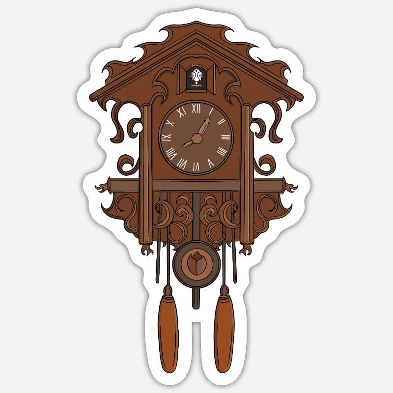 Vintage Rustic Cuckoo Clock Charm Sticker size S (10 x 10 cm)