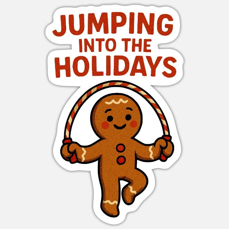 Gingerbread saute dans les fêtes - Sticker taille S (10 x 10 cm) - blanc mat