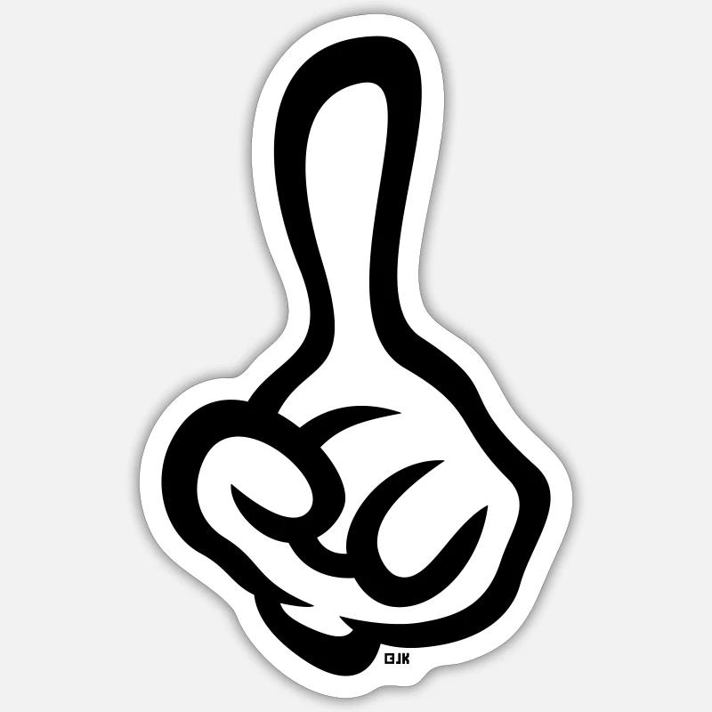 Raised index finger (finger / left hand / 1C) Sticker size S (10 x 10 cm)