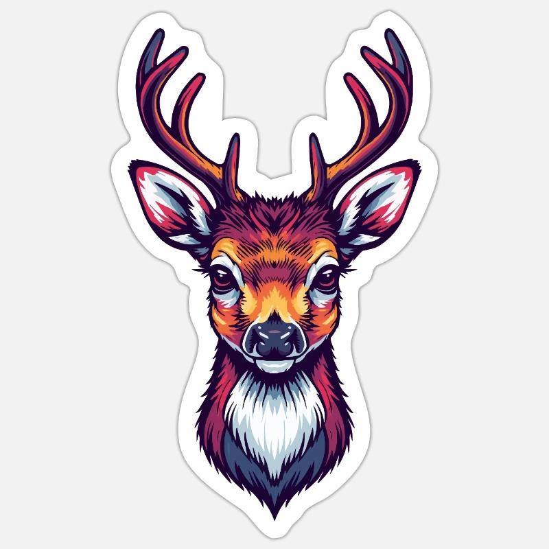 Deer Head Cool Cute - Sticker size S (10 x 10 cm) - white matte