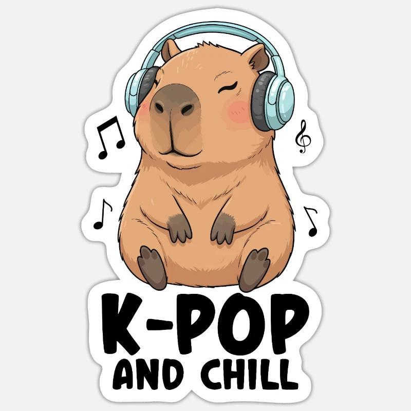K-Pop et Chill - Sticker taille S (10 x 10 cm) - blanc mat