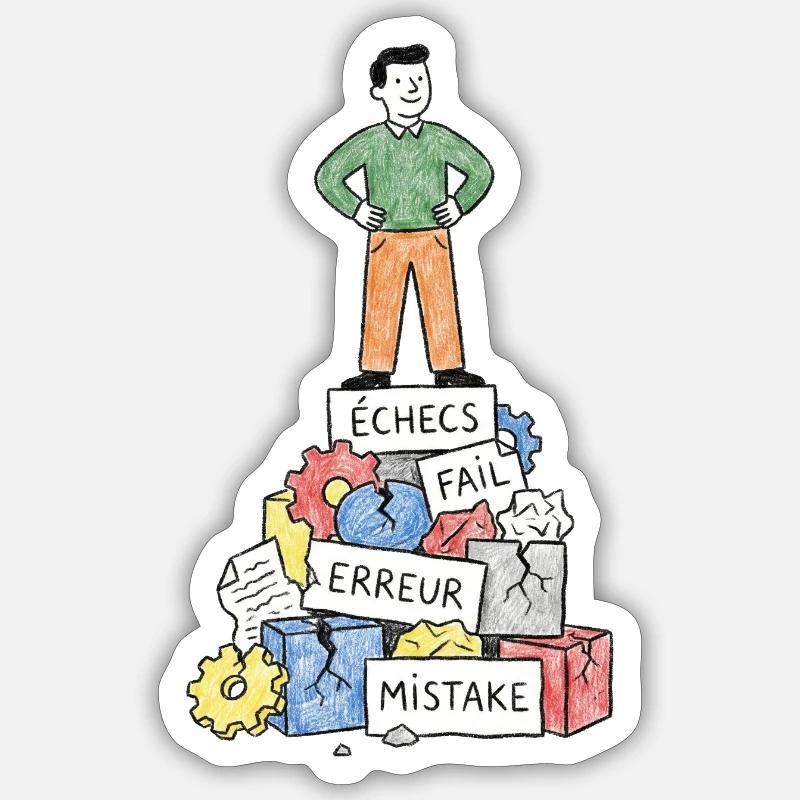 Mann bei Fehlerblocks - Sticker Größe S (10 x 10 cm) - Mattweiß