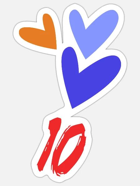 10. 10 JAHRE. 10-JÄHRIGES JUBILÄUM. 10-JÄHRIGES JUBILÄUM. - Sticker Größe S (10 x 10 cm) - Mattweiß