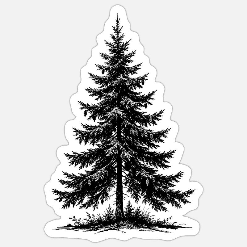 Fir - Sticker size S (10 x 10 cm) - white matte