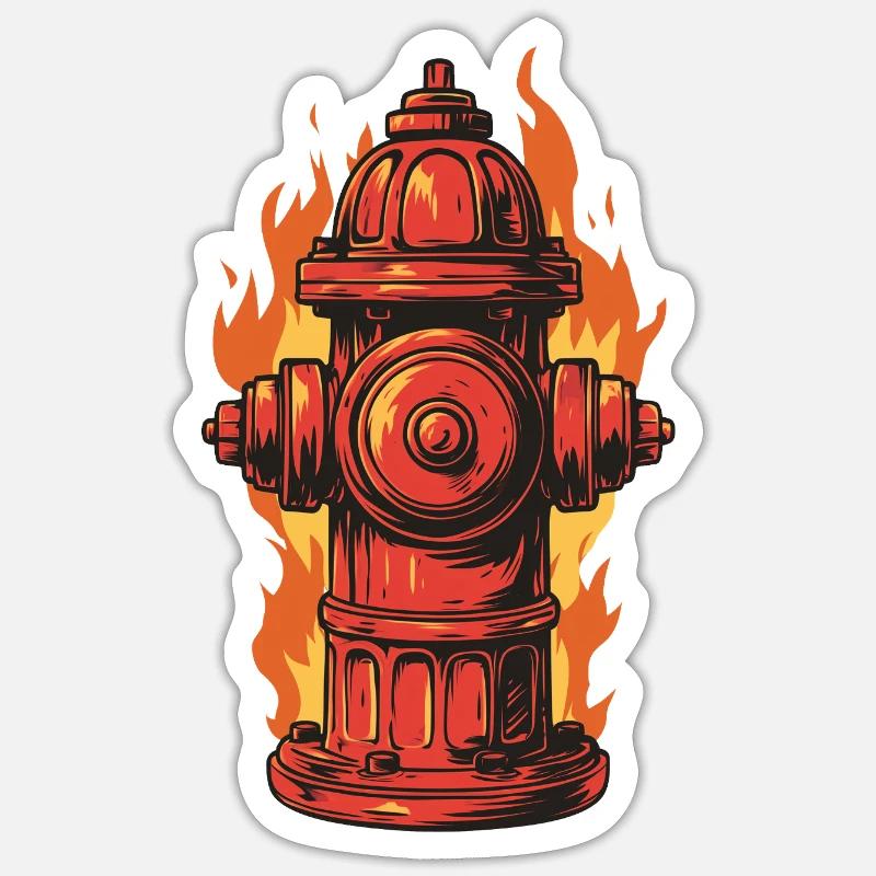 Fire Brigade Dad T-Shirt Gift Fire Brigade Fire Hydrant Sticker size S (10 x 10 cm)