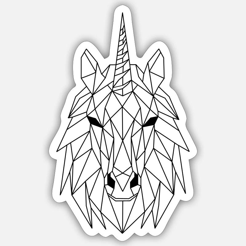 Polygone licorne - Sticker taille S (10 x 10 cm) - blanc mat