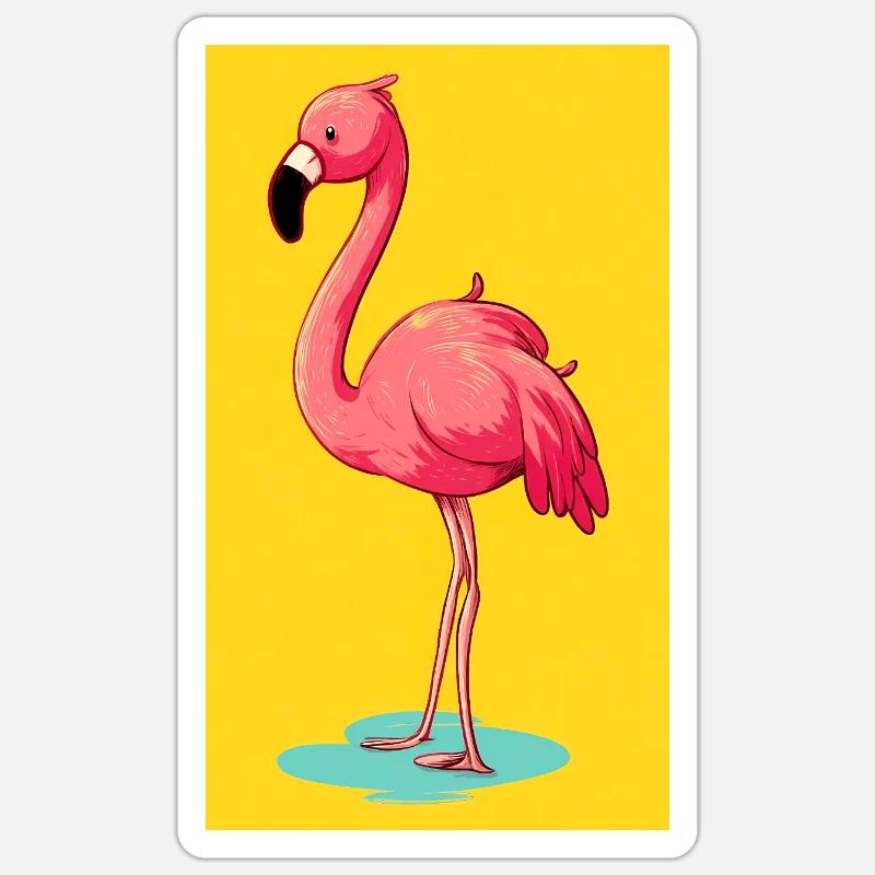 Flamant - Sticker taille S (10 x 10 cm) - blanc mat