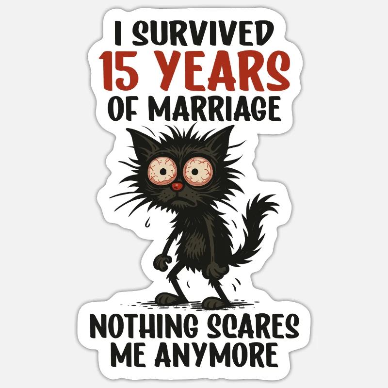 15 Hochzeitstag Geschenk Mann Frau Ehemann Ehefrau Sticker Größe S (10 x 10 cm)