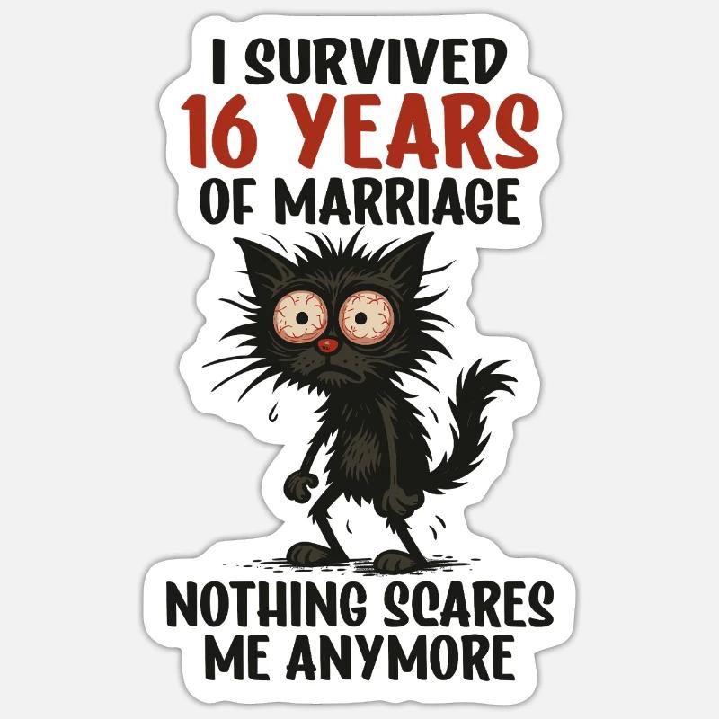 16 Hochzeitstag Geschenk Mann Frau Ehemann Ehefrau Sticker Größe S (10 x 10 cm)