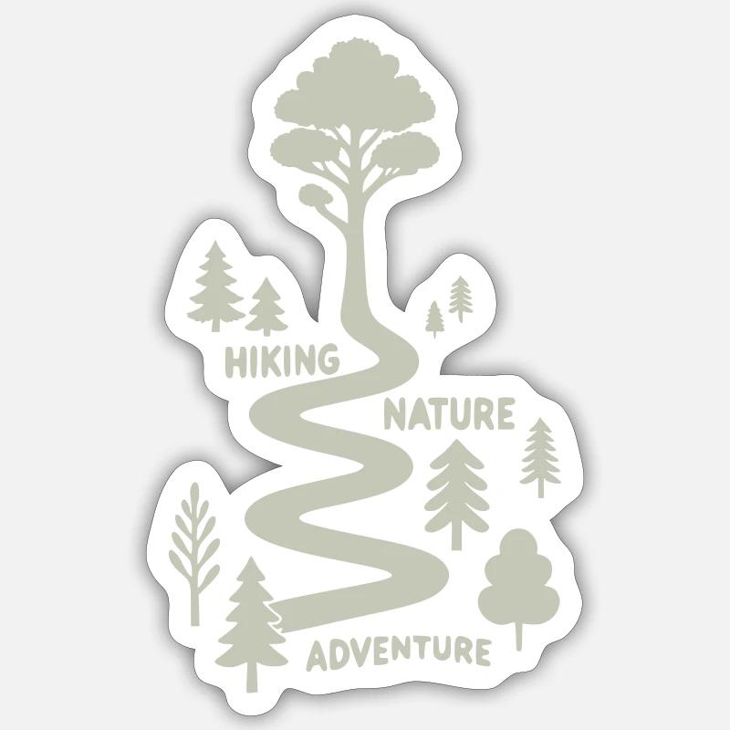 Wanderpfad mit Bäumen - Sticker Größe S (10 x 10 cm) - Mattweiß