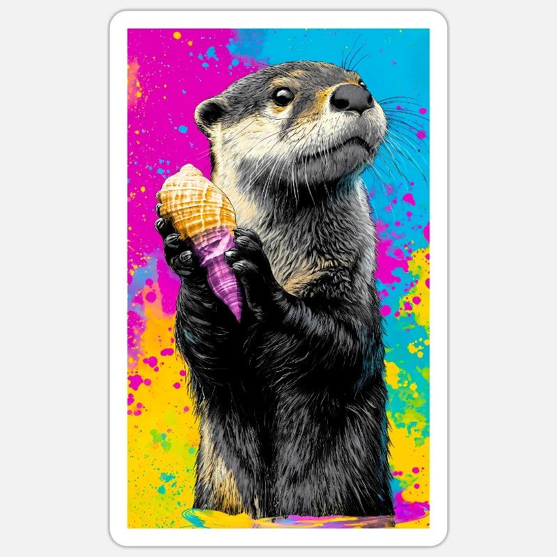 otter - Sticker size S (10 x 10 cm) - white matte