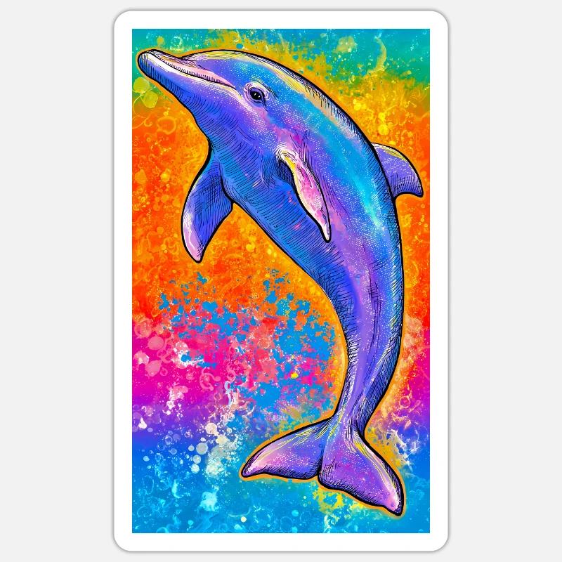 dauphin - Sticker taille S (10 x 10 cm) - blanc mat