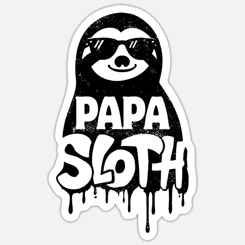 Papa Sloth - Cool Sloth Father's Day - Sticker size S (10 x 10 cm) - white matte