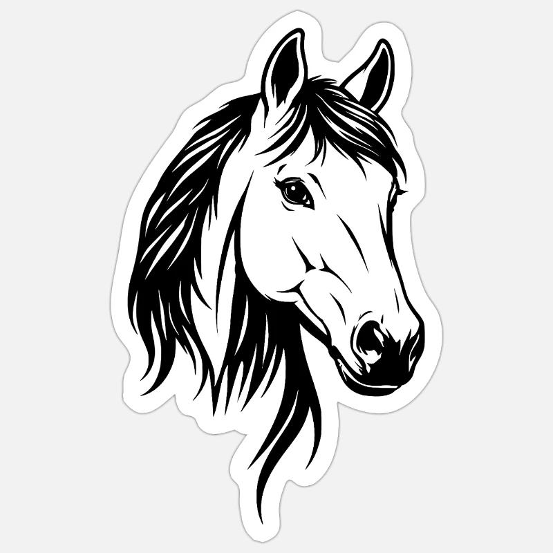 Pferdekopf - Sticker Größe S (10 x 10 cm) - Mattweiß