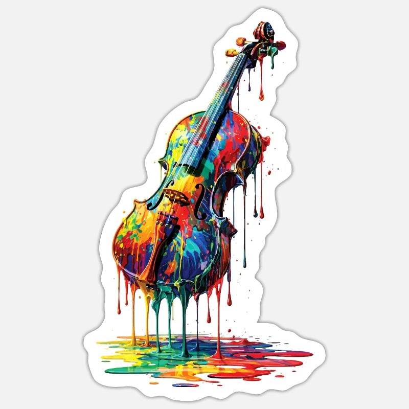 Geige mit tropfender Farbe Sticker Größe S (10 x 10 cm)