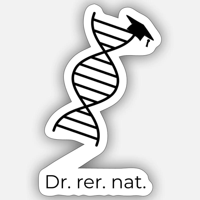 Dr. rer. nat. – DNA - Sticker Größe S (10 x 10 cm) - Mattweiß