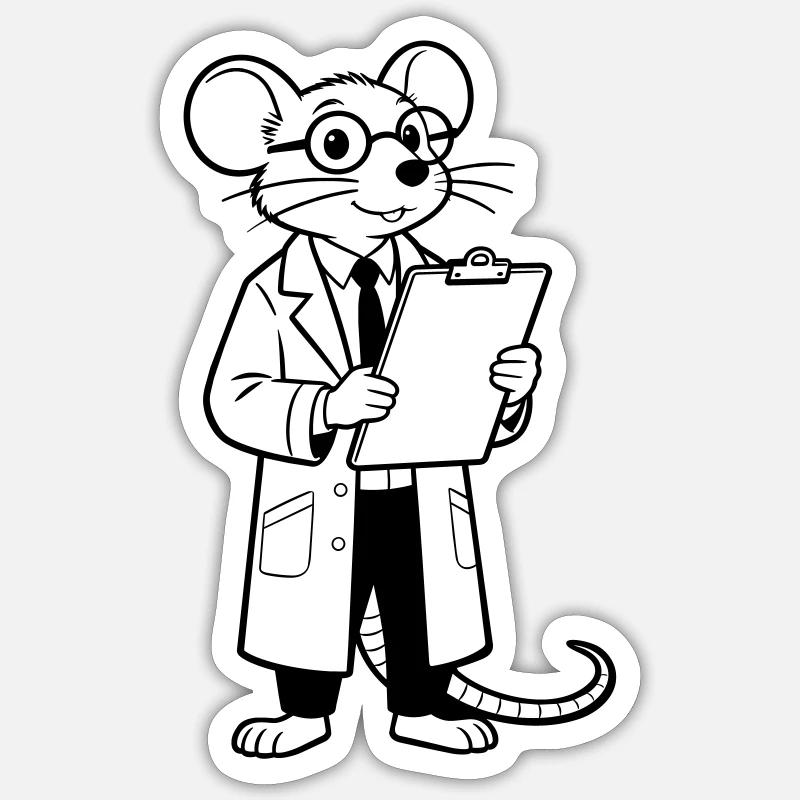 scientist mouse Sticker size S (10 x 10 cm)