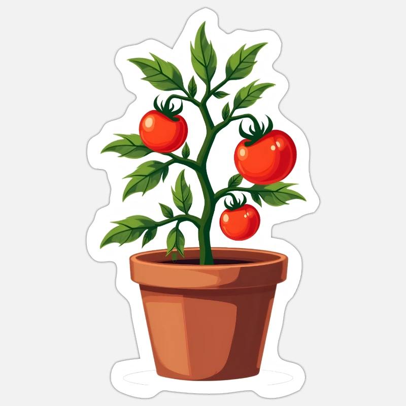 Plante de tomate - Sticker taille S (10 x 10 cm) - blanc mat