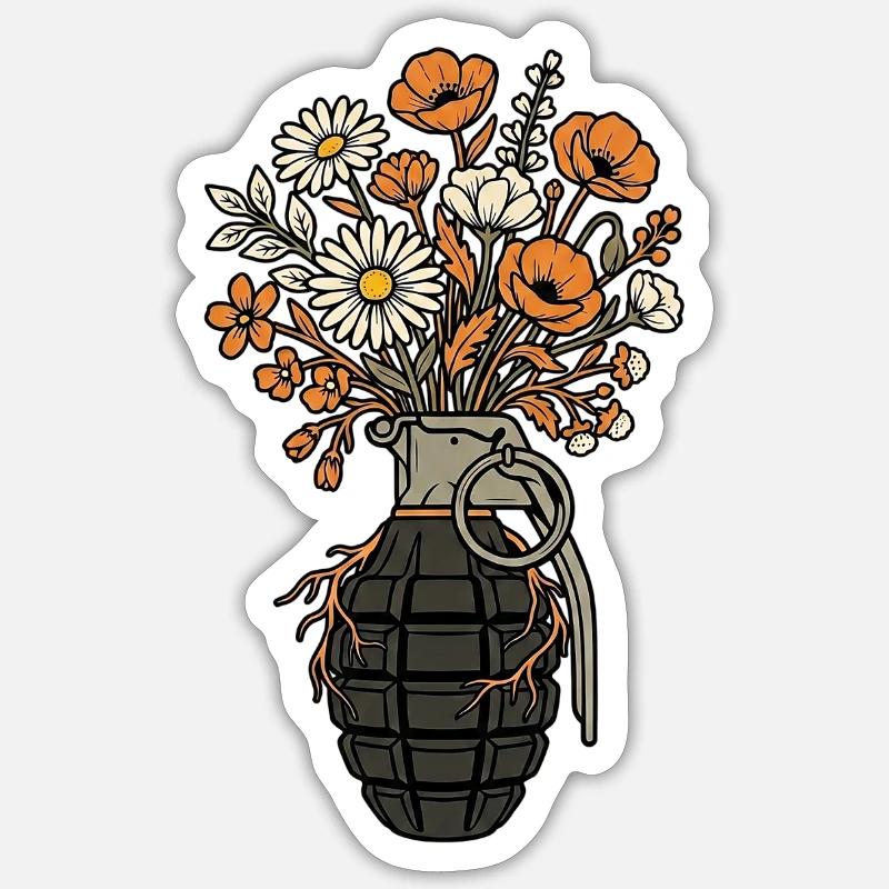 Blumen Granate Peace - Sticker Größe S (10 x 10 cm) - Mattweiß