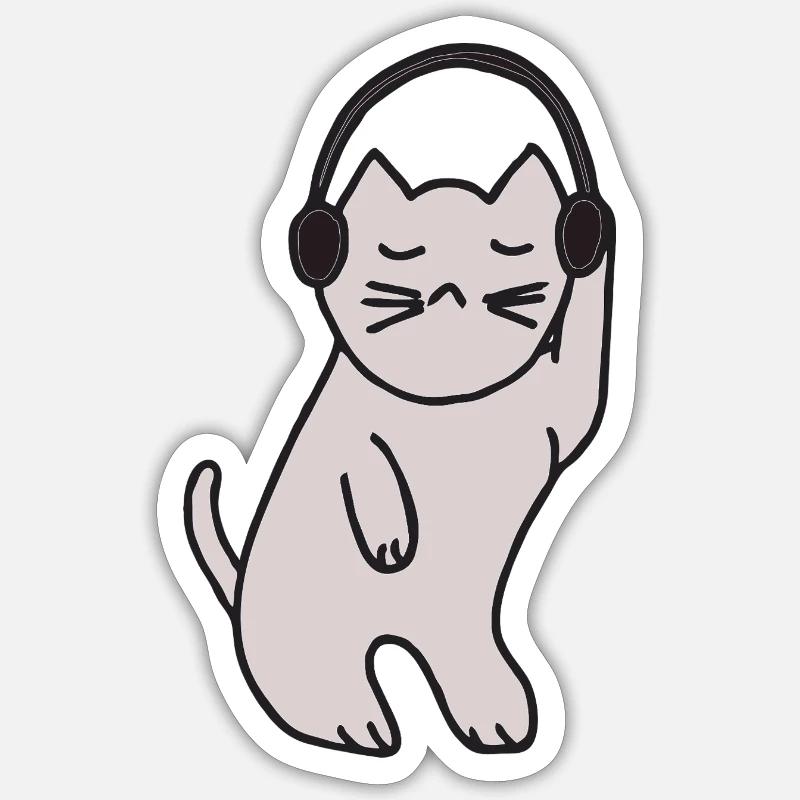 Reine disco chatte - Sticker taille S (10 x 10 cm) - blanc mat
