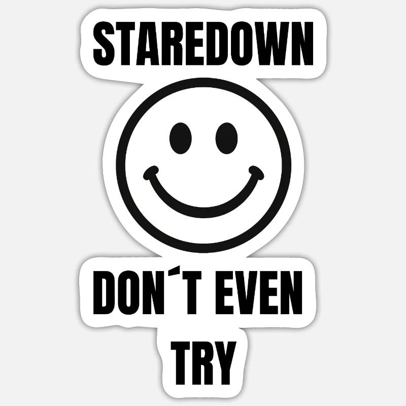 Staredown Smile– Don't Even Try - Sticker Größe S (10 x 10 cm) - Mattweiß