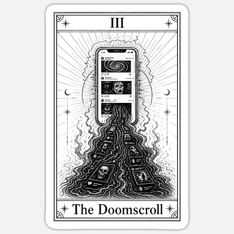 Endless Scrolling | Tarot Card | Doomscrolling - Sticker size S (10 x 10 cm) - white matte