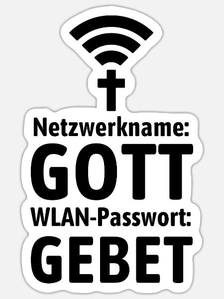 Verbinde dich mit Gott - Gebet WLAN - Sticker Größe S (10 x 10 cm) - Mattweiß