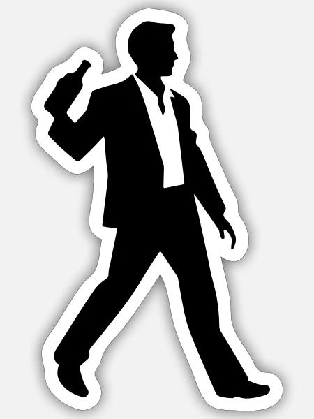 Mann im Anzug Flasche Party - Sticker Größe S (10 x 10 cm) - Mattweiß