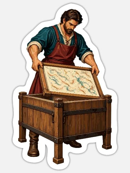 Schatzkarte im TruhenDesign - Sticker Größe S (10 x 10 cm) - Mattweiß