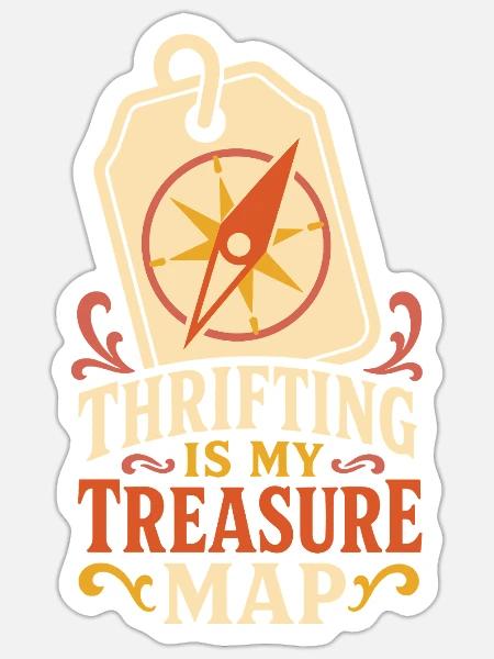 Thrifting Is My Treasure Map - Sticker Größe S (10 x 10 cm) - Mattweiß