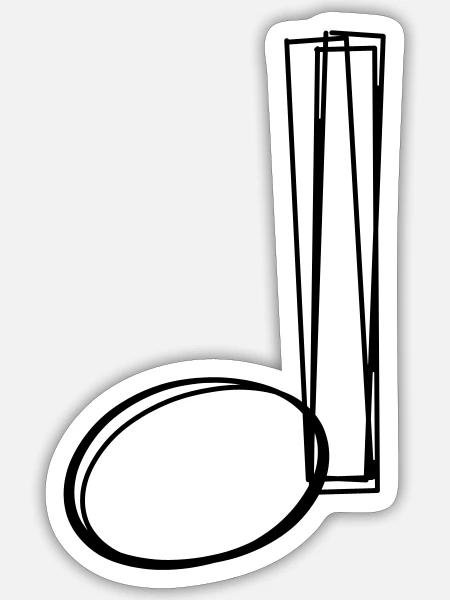 Viertelnote handgezeichnet - Sticker Größe S (10 x 10 cm) - Mattweiß