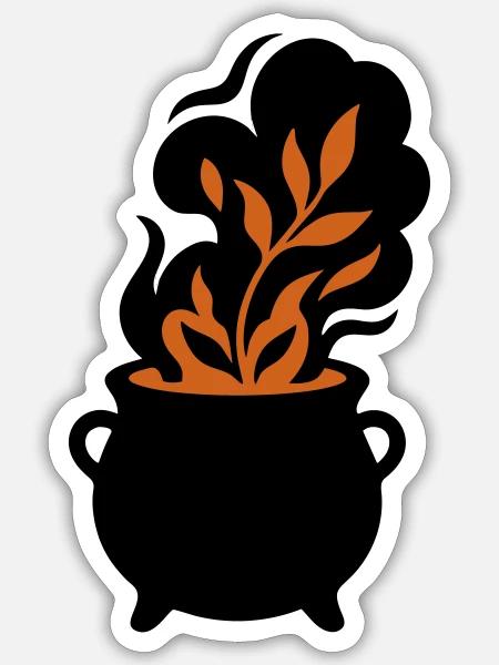 Hexenkessel Zaubertrank Logo - Sticker Größe S (10 x 10 cm) - Mattweiß
