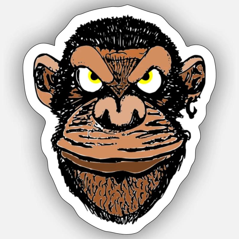 chimpanzé - Sticker taille S (10 x 10 cm) - blanc mat