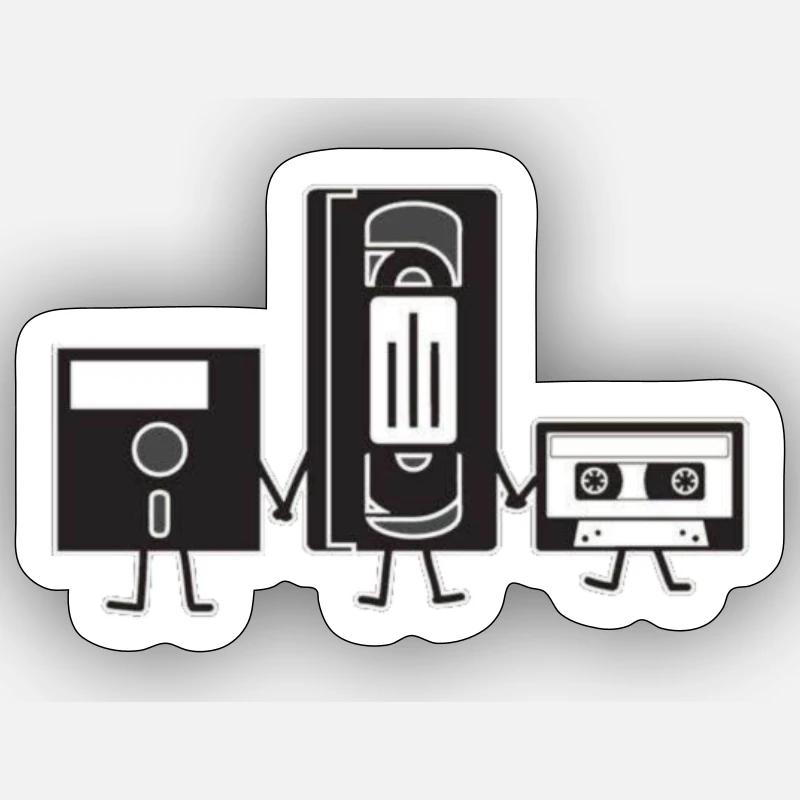 VHS Diskette Kassette Sticker Größe S (10 x 10 cm)