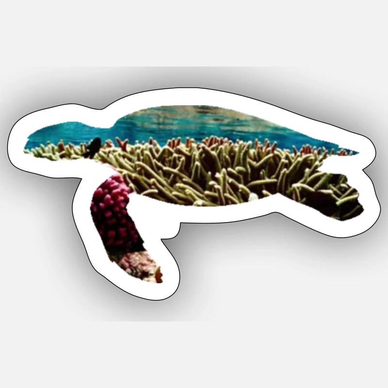 Turtle coral reef Sticker size S (10 x 10 cm)