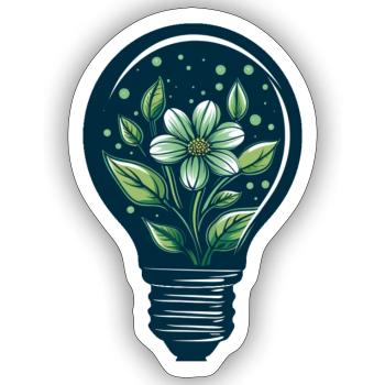 Flower and bulb - Sticker size S (10 x 10 cm) - white matte - Front