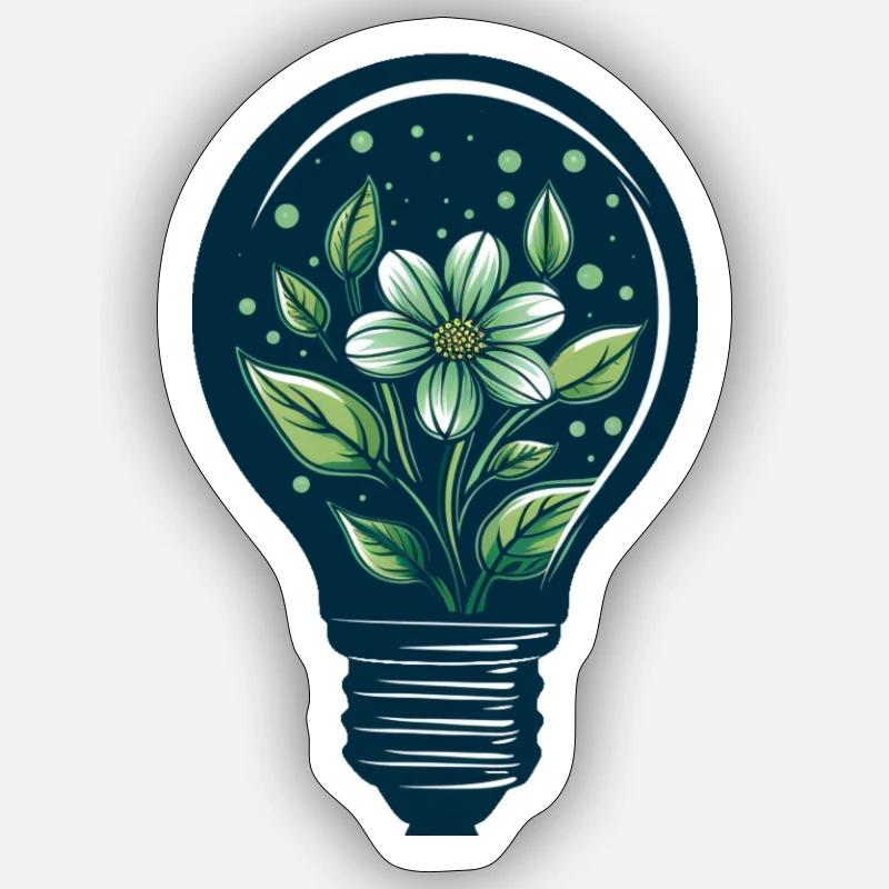 Fleur et bulbe - Sticker taille S (10 x 10 cm) - blanc mat