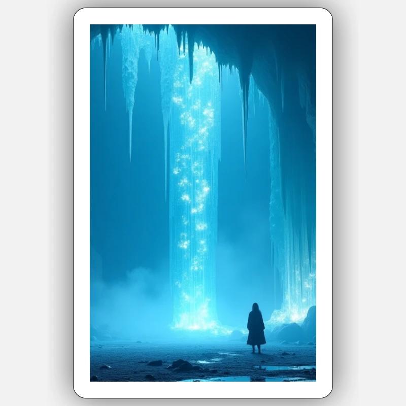 Zauberin mit Eis-Wasserfall Sticker Größe S (10 x 10 cm)