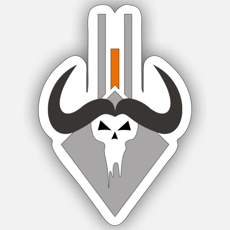 Dämonischer Totenkopf im Schild - Sticker Größe S (10 x 10 cm) - Mattweiß