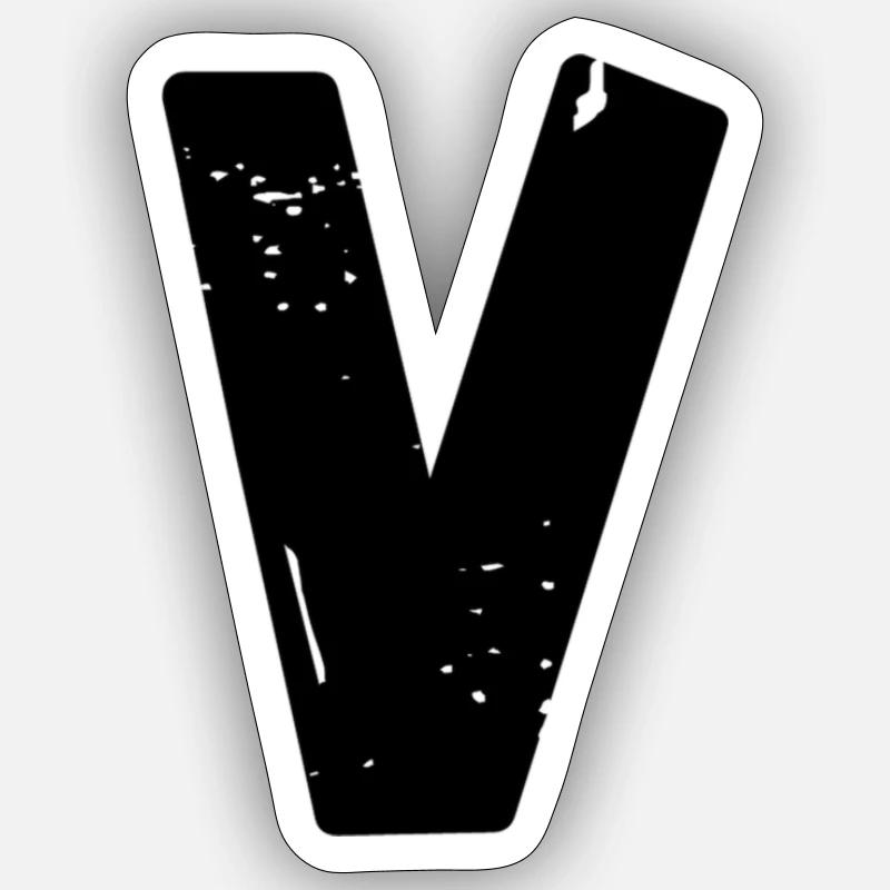 LETTER V - Sticker size S (10 x 10 cm) - white matte